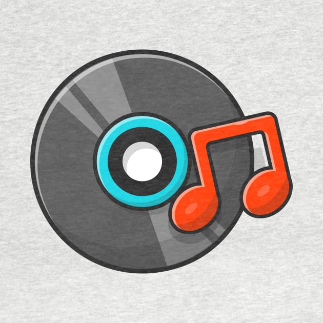 Vinyl Disk Music with Tune and Note of Music Cartoon Vector Icon Illustration by Catalyst Labs